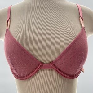 Victoria’s Secret Unlined Demi Bra Underwire Pink Shimmer Size 32C